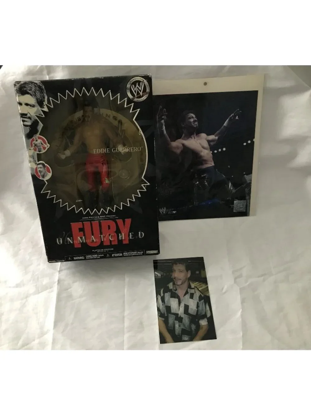 WWE Eddie Guerrero Unmatched Fury Platinum Figure + WWE Hologram Photo Lot Read